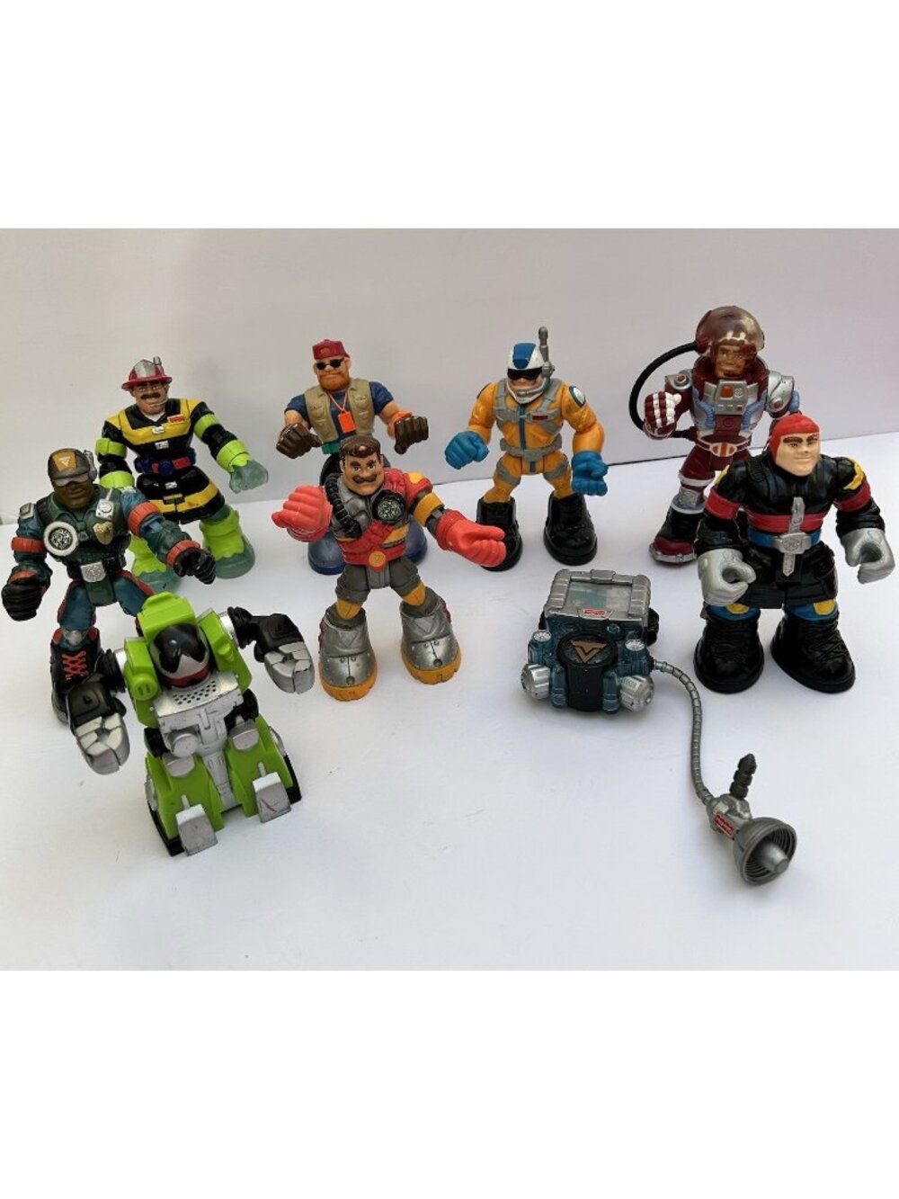 Vintage Lot of 9 Fisher-Price Rescue Heroes Action Figures Accessories Mixed